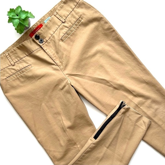 Anthropologie Cartonnier Ankle Zip Charlie Trouser Pants Tan Khaki Size 14 - Picture 2 of 12
